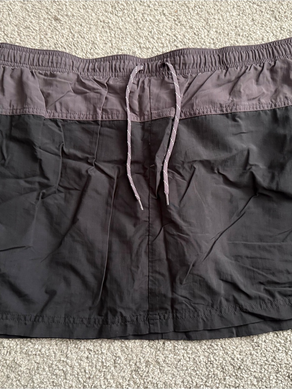 Two-Tone Black and Charcoal Athletic Drawstring Skort